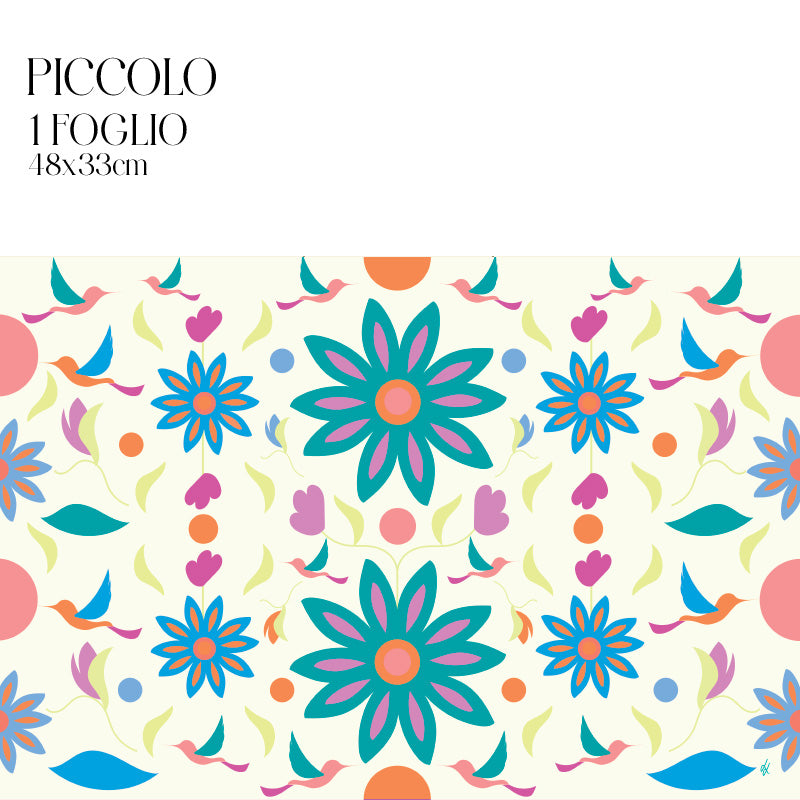 Dècoupage d'autore - Rondini in volo con fiore verde - Luigi Leuce