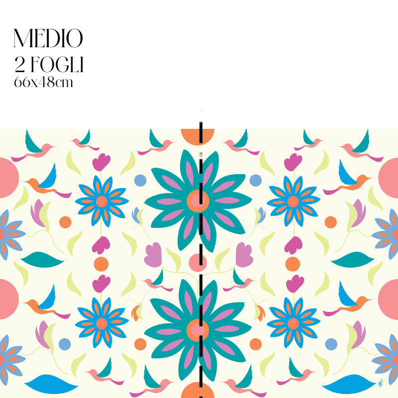 Dècoupage d'autore - Rondini in volo con fiore verde - Luigi Leuce