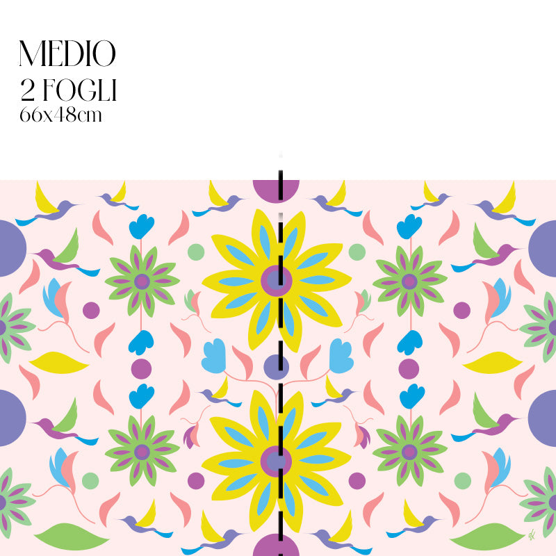 Dècoupage d'autore - Rondini in volo con fiore giallo - Luigi Leuce