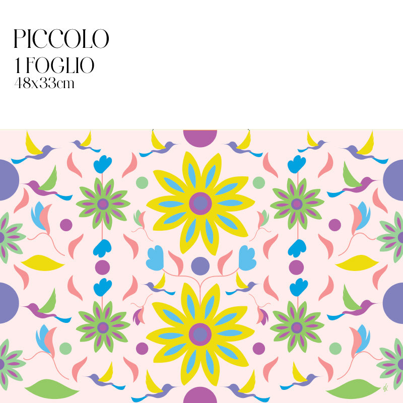 Dècoupage d'autore - Rondini in volo con fiore giallo - Luigi Leuce