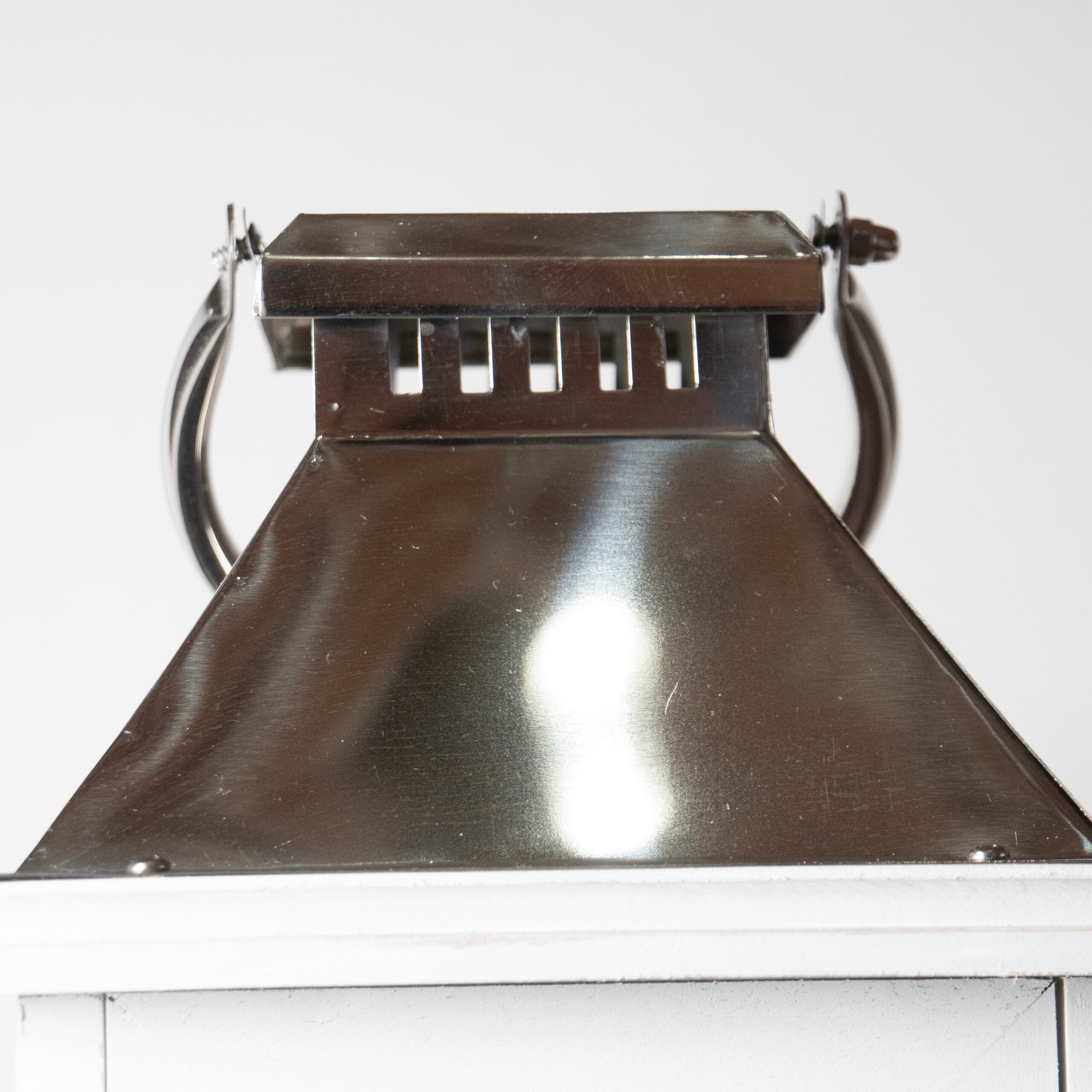 Lanterna grande "Bianco e Argento", in vetro e legno