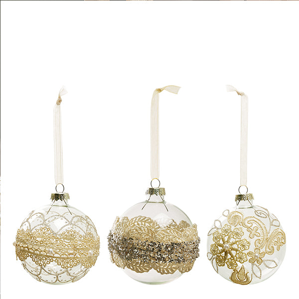 Set di 3 palline di Natale in vetro trasparente - Mathilde M.