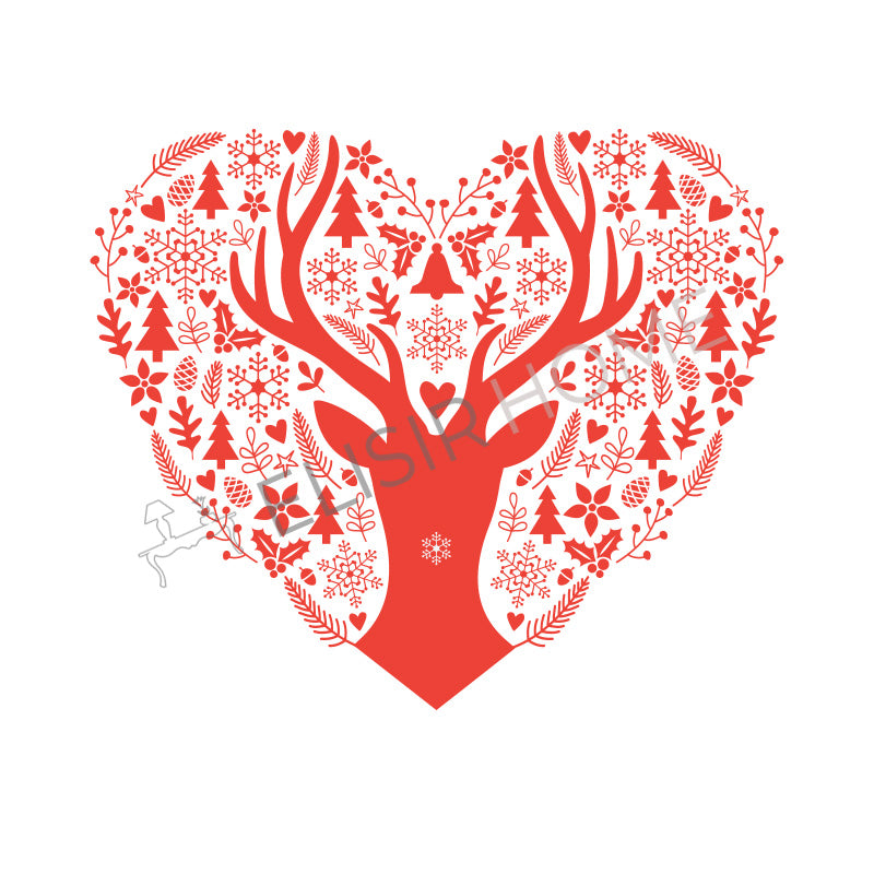 Stampa Trasferibile "NATALE, Cuore Rosso di Cervo" 28x40 cm
