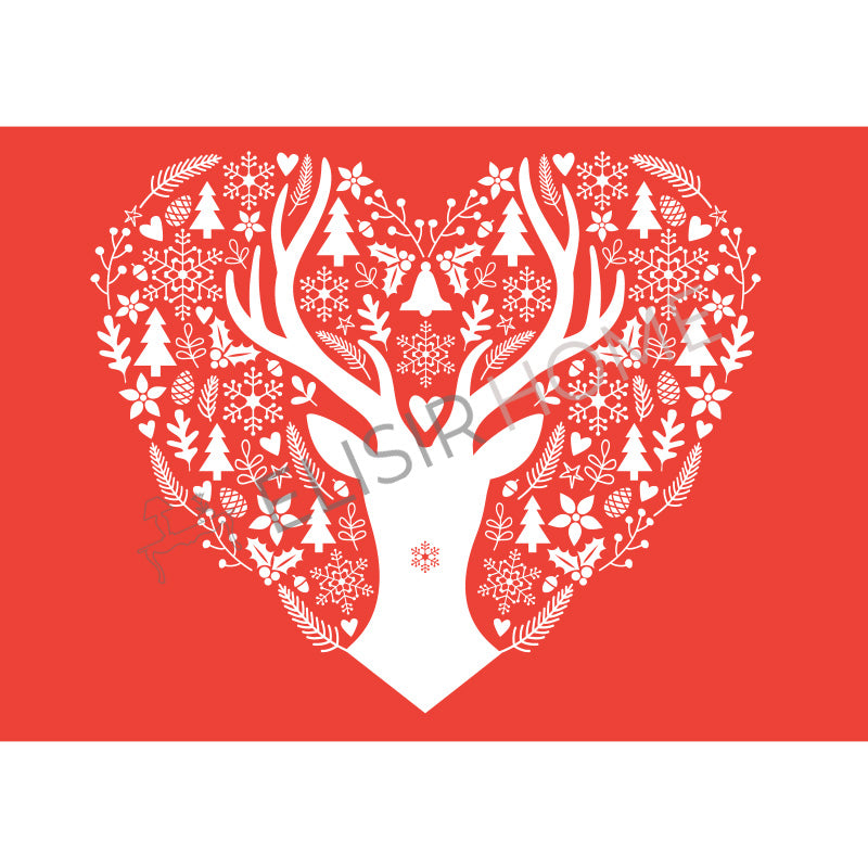 Stampa Trasferibile "NATALE, Cuore di cervo" 28x40 cm