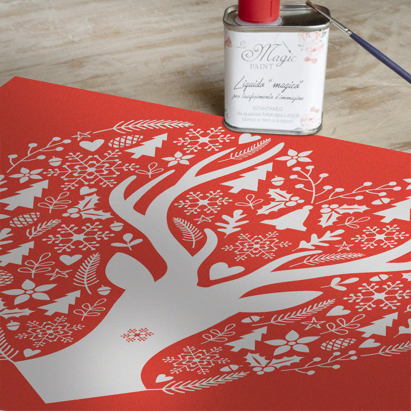 Stampa Trasferibile "NATALE, Cuore di cervo" 28x40 cm