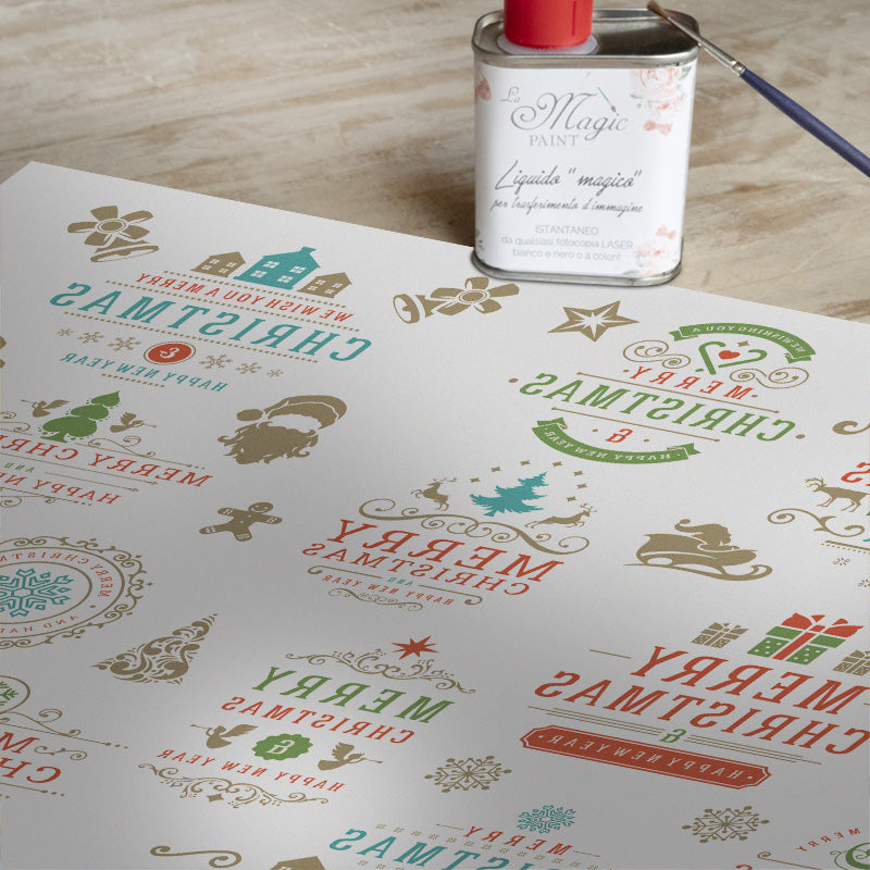 Stampa Trasferibile "NATALE, Auguri" 28x40 cm