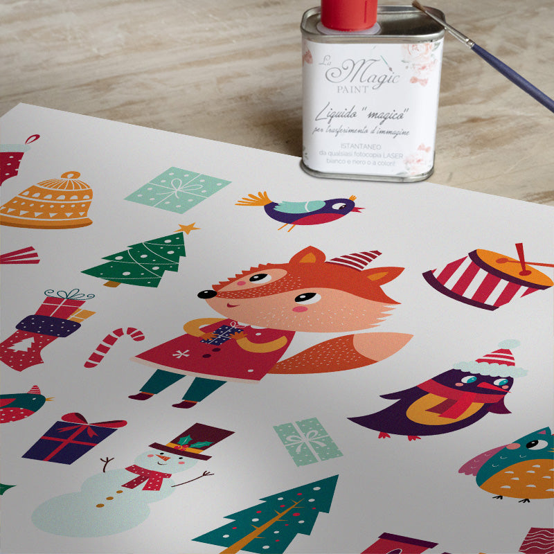 Stampa Trasferibile "NATALE, Un dono per la Volpa" 28x40 cm