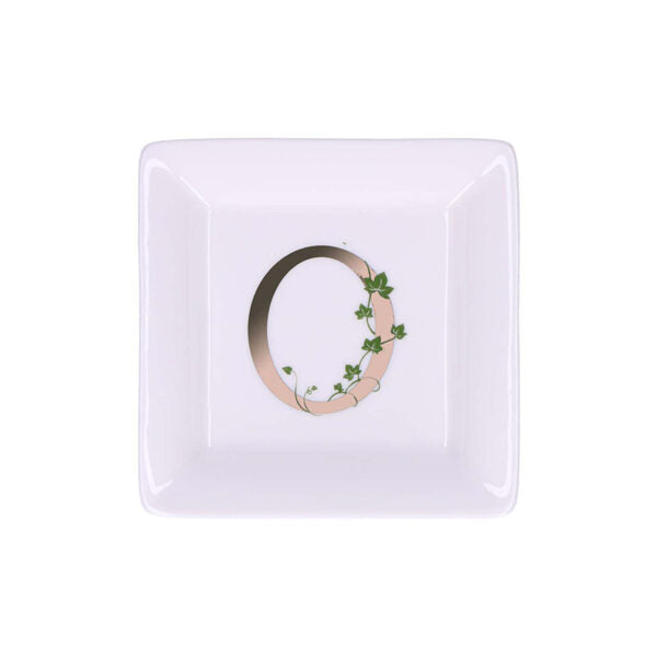 Piattino in porcellana bianca "Lettera O" Unitable