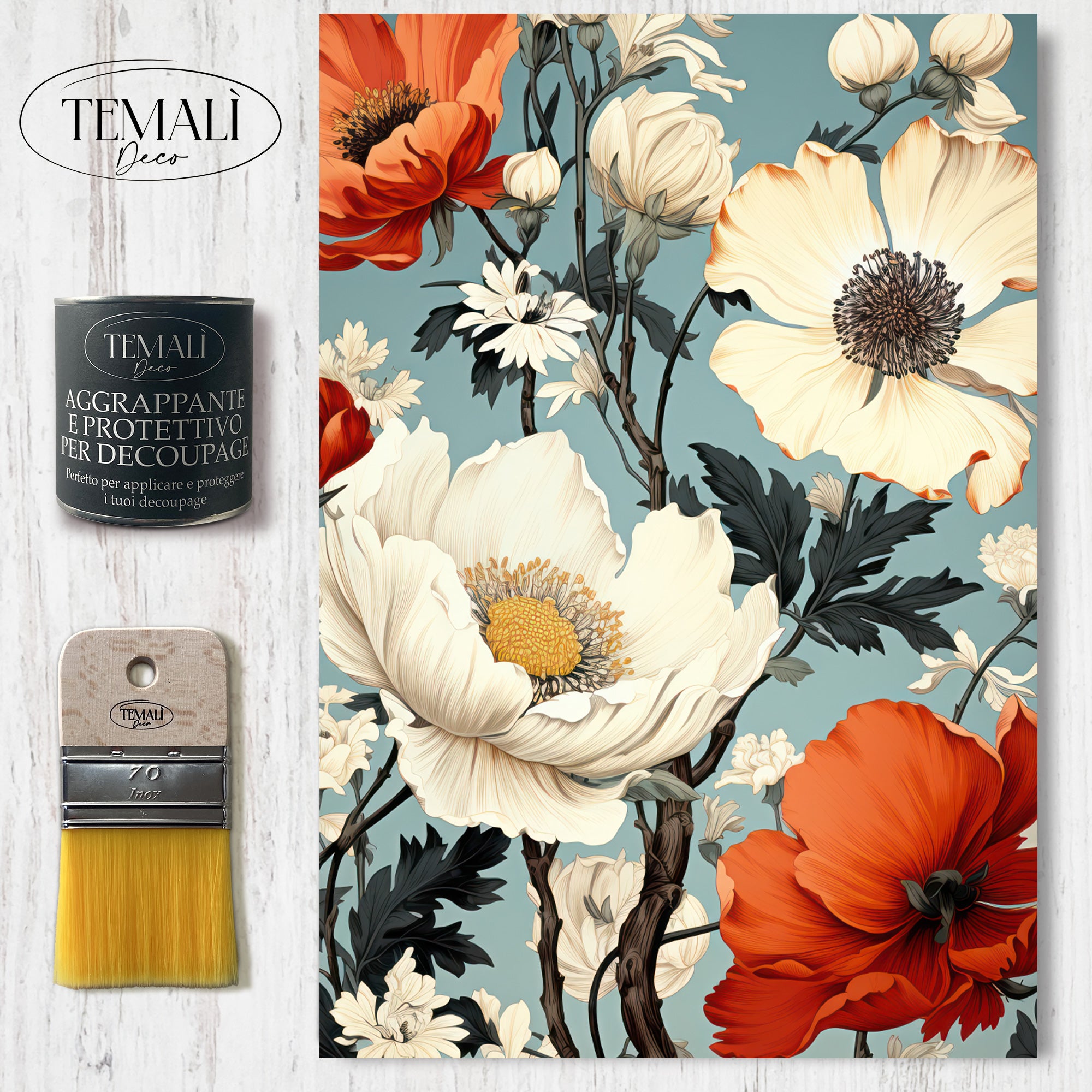 Dècoupage Modern Flora – Papaveri rosa