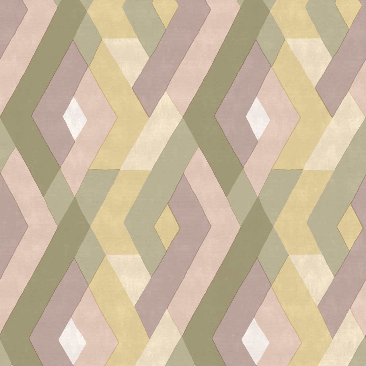 Carta da parati "Rombi intrecciati pastello rosa verde giallo" a metraggio o rotolo