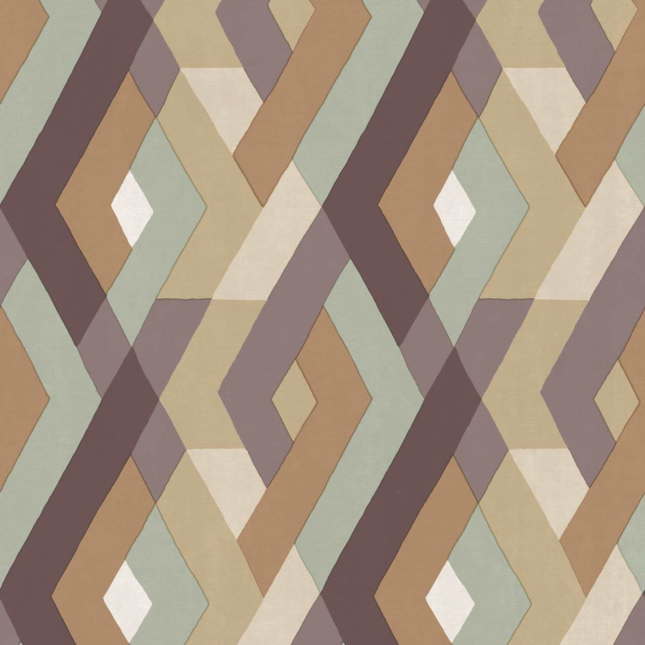 Carta da parati "Rombi intrecciati pastello verde viola marrone" a metraggio o rotolo