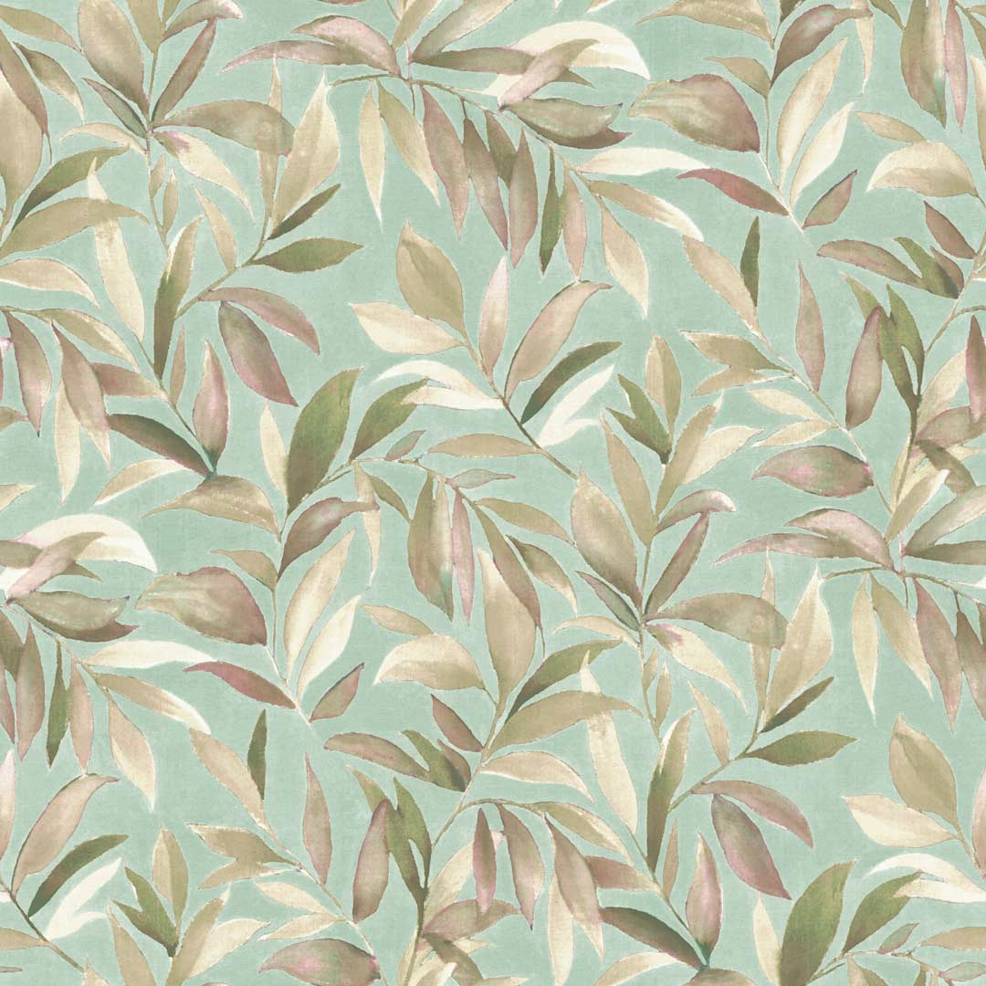 Carta da parati "Foglie su sfondo verde" a metraggio o rotolo