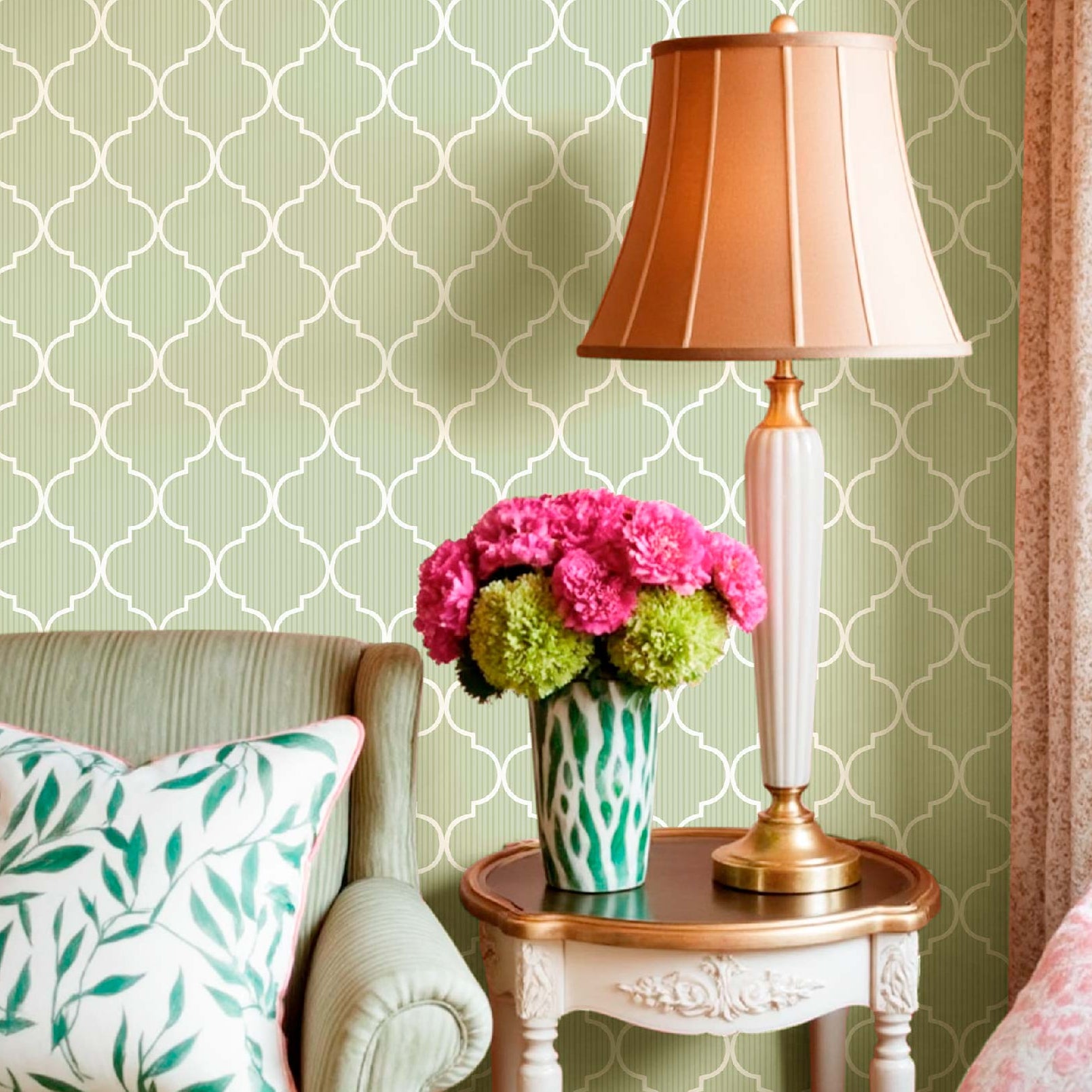 Carta da parati "Marocaine verde", a metraggio o rotolo