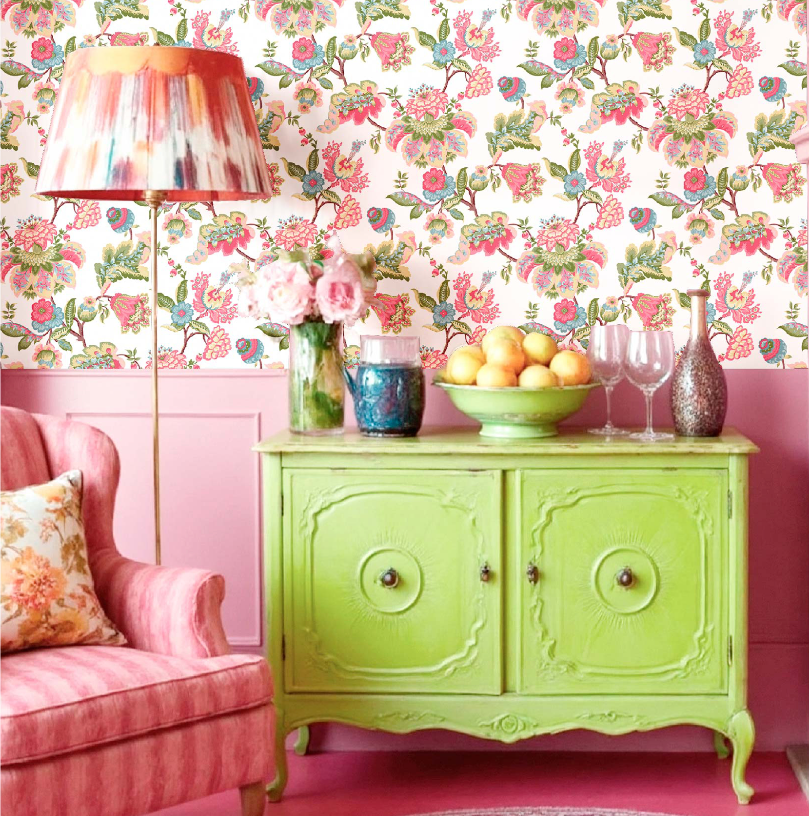 Carta da parati "Incanto floreale rosa" a metraggio o rotolo