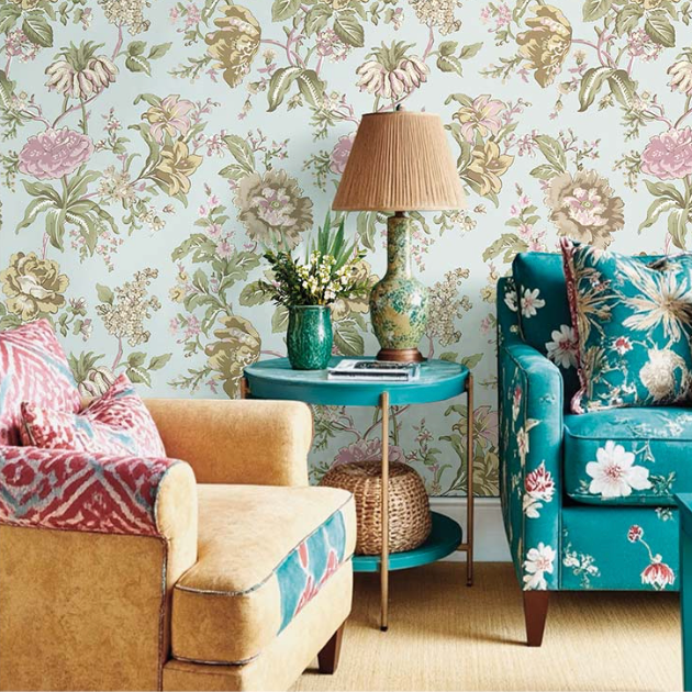 Carta da parati "I giardini botanici azzurri" a metraggio o rotolo