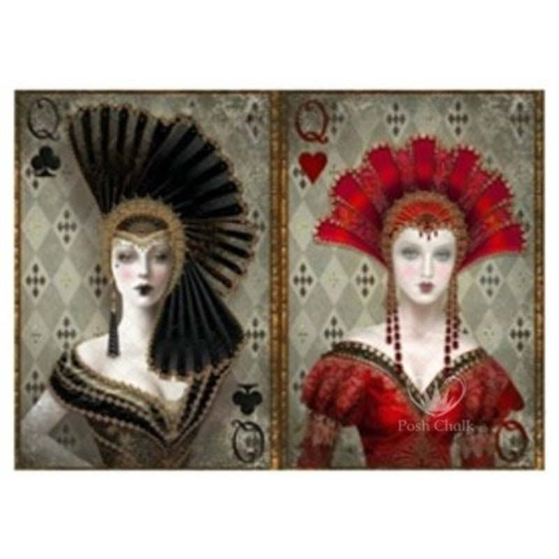 Carta da Découpage "Pair of Queens" in Carta di Riso Posh chalk 28,5x40cm