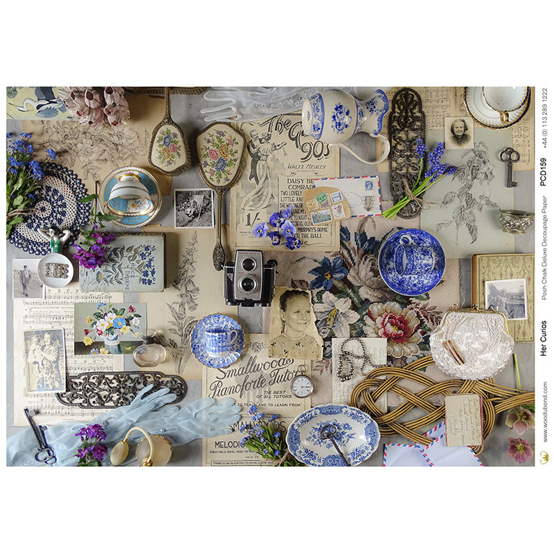 Carta da Découpage "Her Curios" in Carta di Riso Posh chalk 28,5x40cm