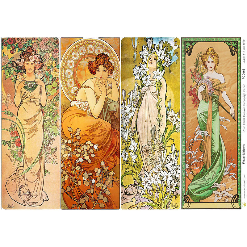 Carta da Découpage "Flower Maidens" in Carta di Riso Posh chalk 58x81cm