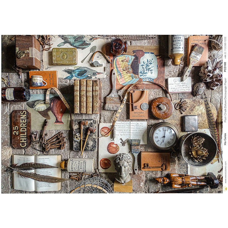 Carta da Découpage "His Curios" in Carta di Riso Posh chalk 58x81cm