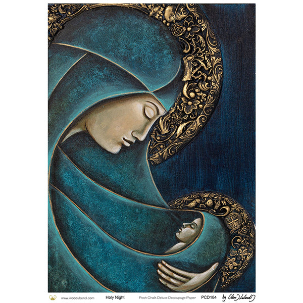 Carta da Découpage Natalizia "Holy Night" in Carta di Riso Posh chalk 29,7 x 42 cm