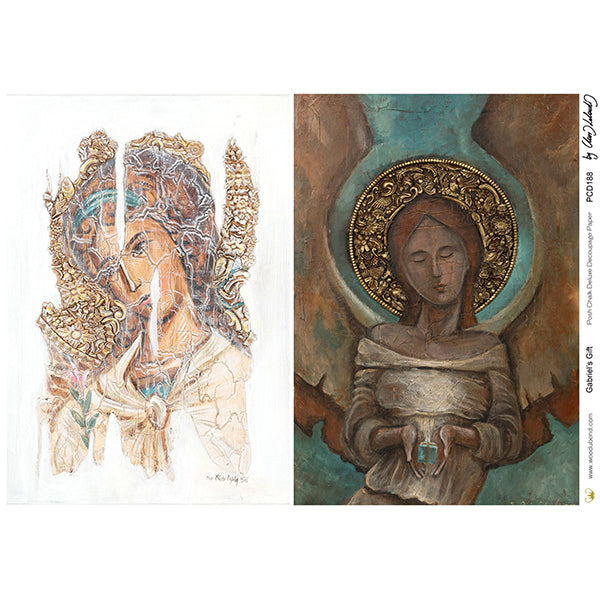 Carta da Découpage Natalizia "Gabriel's Gift" in Carta di Riso Posh chalk 29,7 x 42 cm