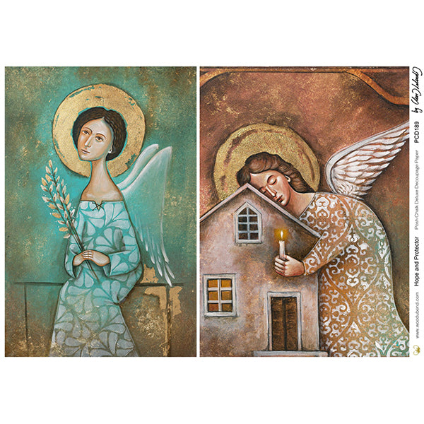 Carta da Découpage Natalizia "Hope and Protector" in Carta di Riso Posh chalk 29,7 x 42 cm
