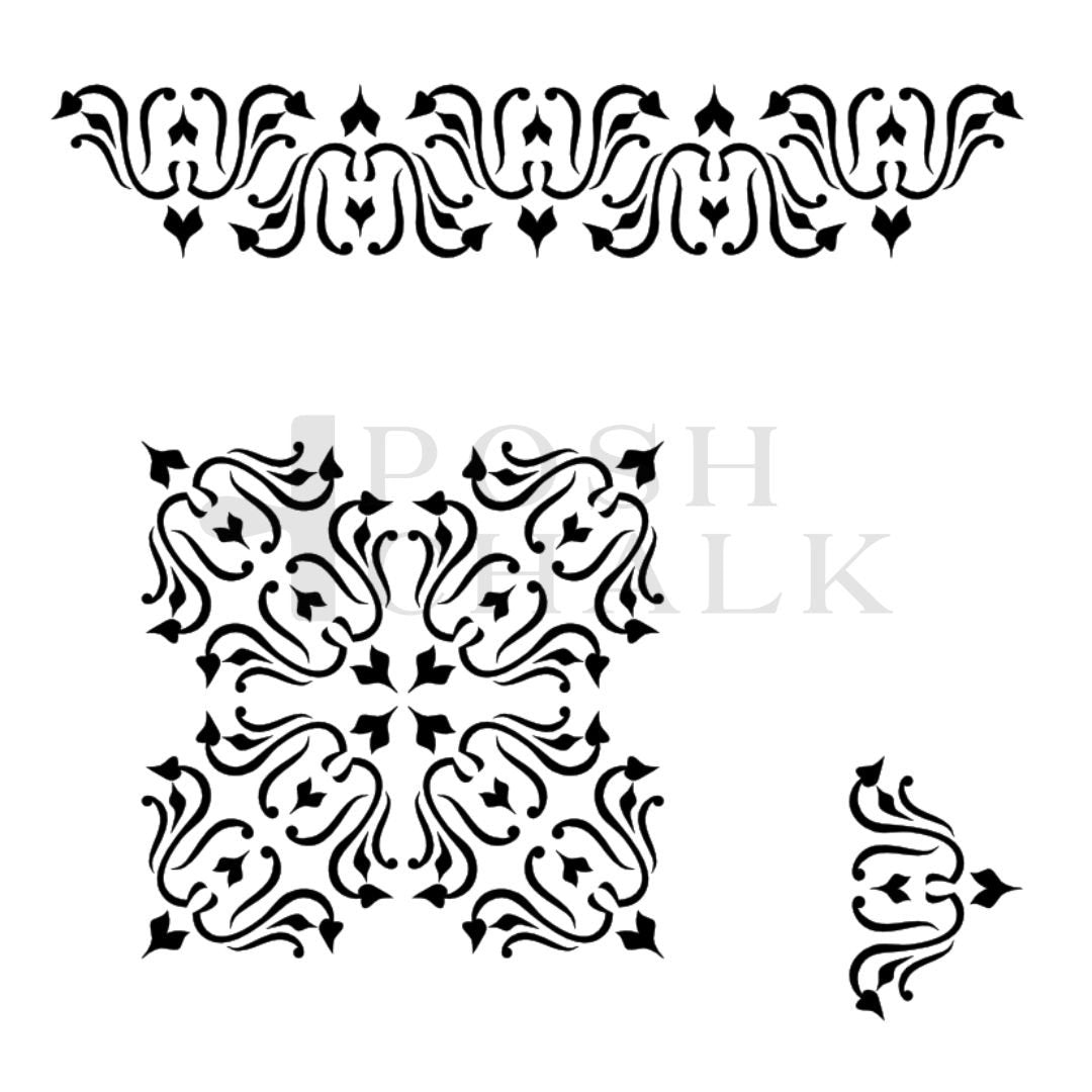 Plantilla de tiza elegante borde italiano 29x30cm - WoodUbend