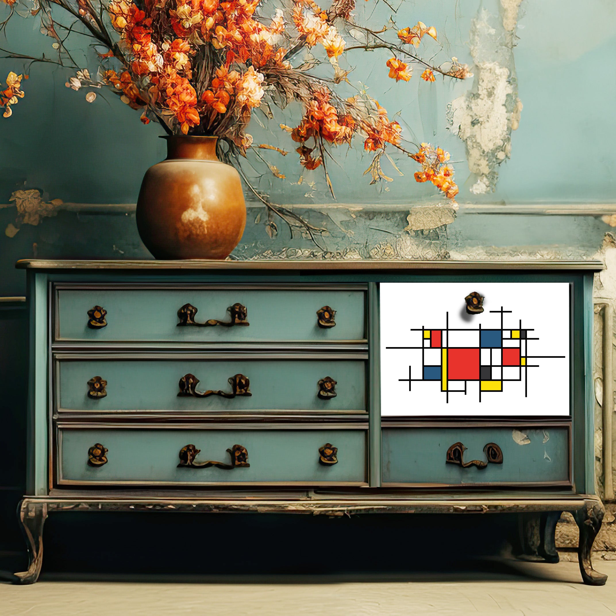 Dècoupage Vintage Quadro - Colourful Cubes