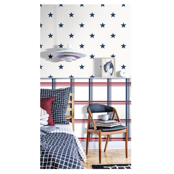 Tapete „Rot&Blau Linie“ nach Meter oder als Rolle