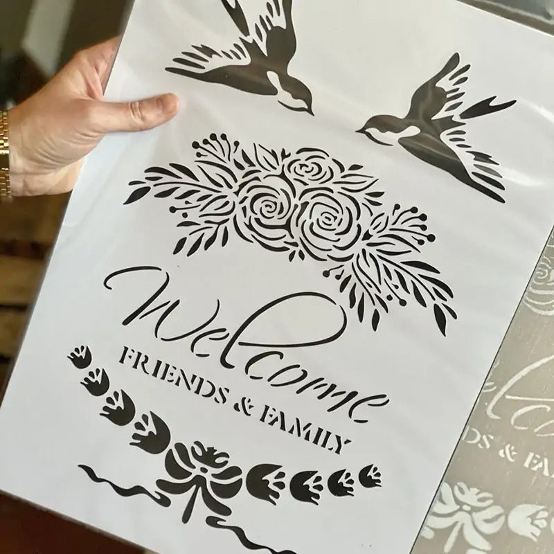 Stencil "Welcome", Magic Paint, riutilizzabile, 30x42 cm