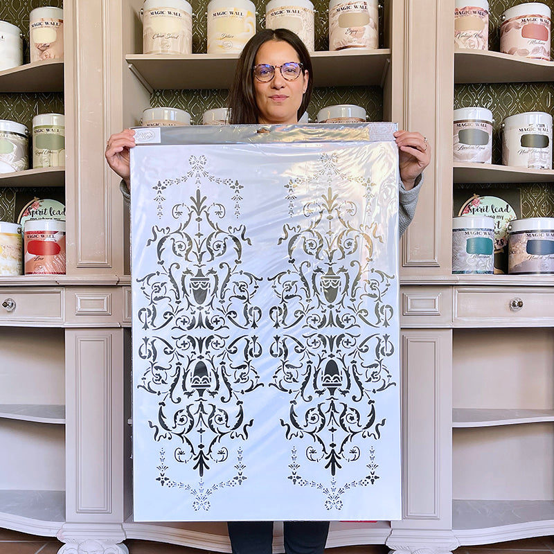 Grande Stencil Grottesca con Drappi