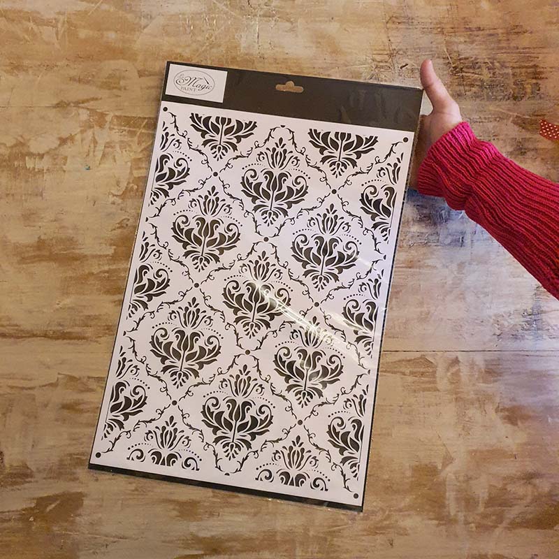 Stencil “Tappezzeria Damasco”, Magic Paint, riutilizzabile, 30x42 cm