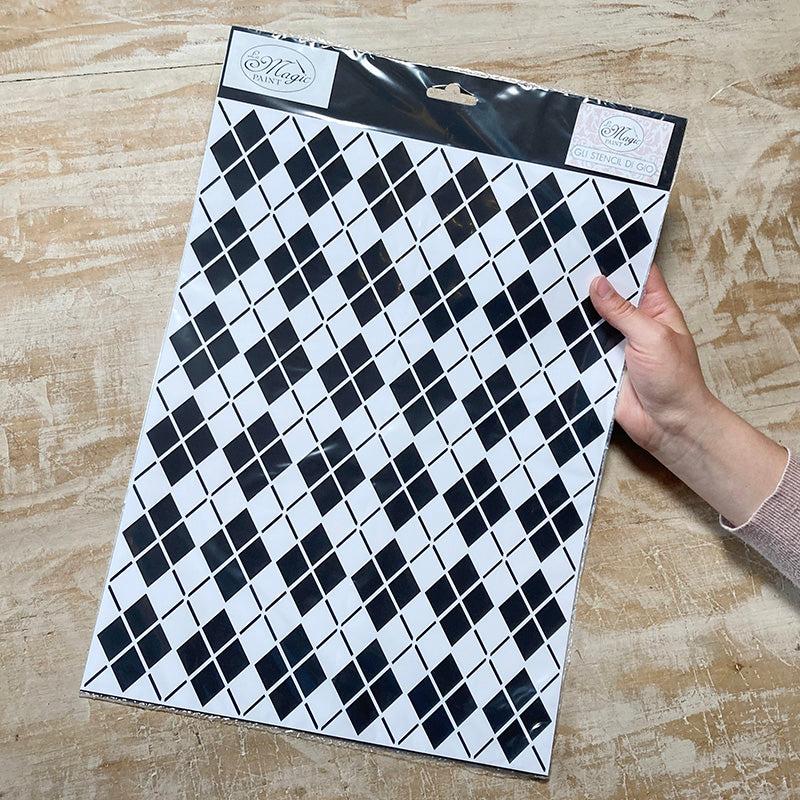 Stencil “Argyle”, Magic Paint, riutilizzabile, 30×42 cm