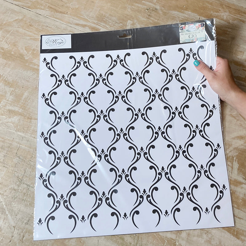 Stencil “Tappezzeria Barocca”, Magic Paint, riutilizzabile, 43×43 cm