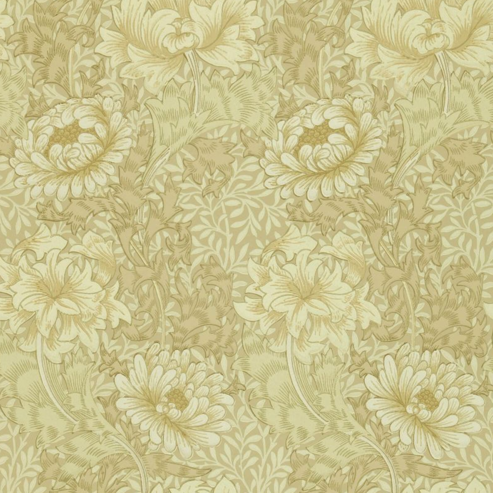 Carta da parati “Chrysanthemum” giallo, catalogo Morris & Friends a metraggio o rotolo