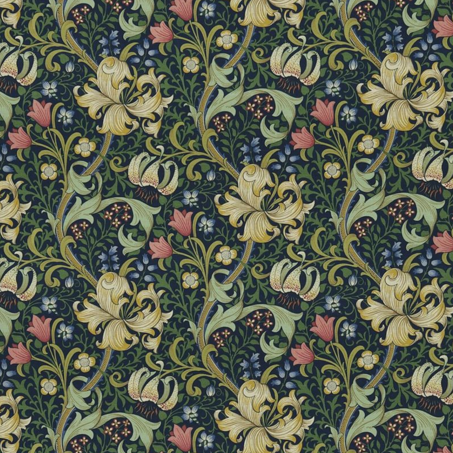 GEWEBE "GOLDENE LILIE BLAU" Morris & Co - Morris & Freunde