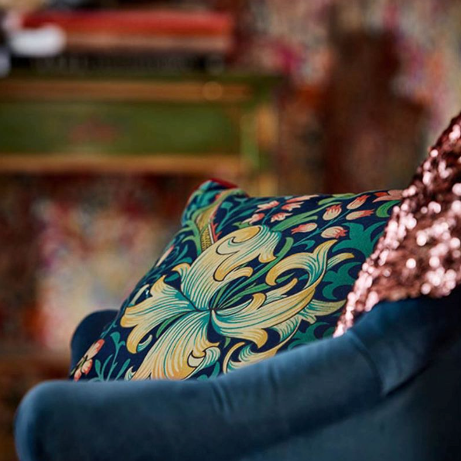 GEWEBE "GOLDENE LILIE BLAU" Morris & Co - Morris & Freunde