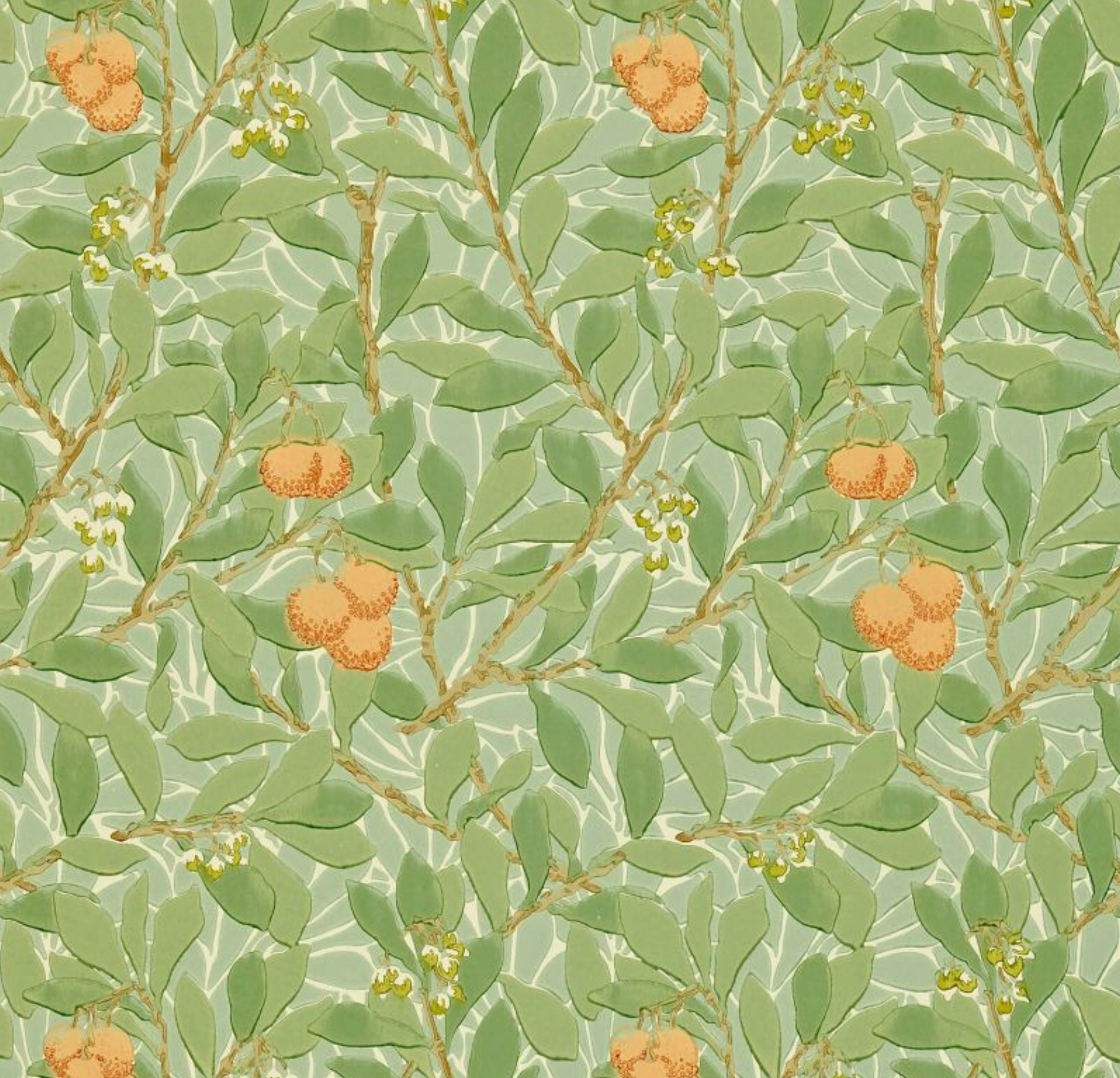 Carta da parati “Arbutus” verde intenso, catalogo Morris & Friends a metraggio o rotolo