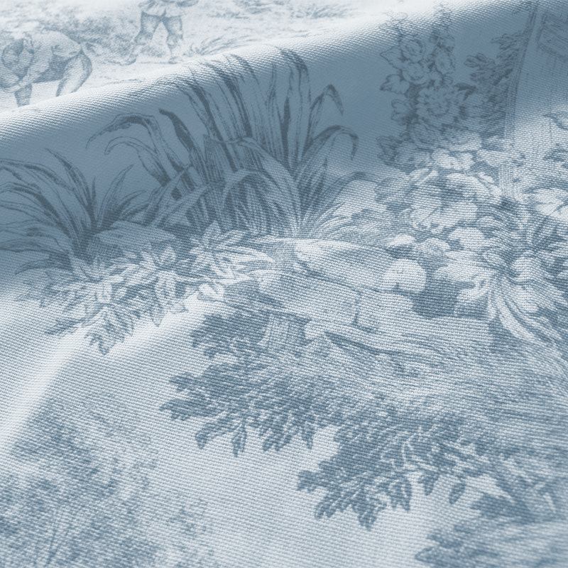 Tessuto in Cotone – Toile de Jouy – Blu – al metro