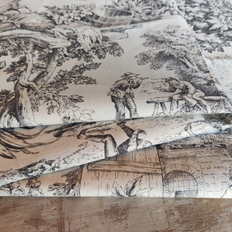 Tessuto in Cotone – Toile de Jouy – Antracite – al metro