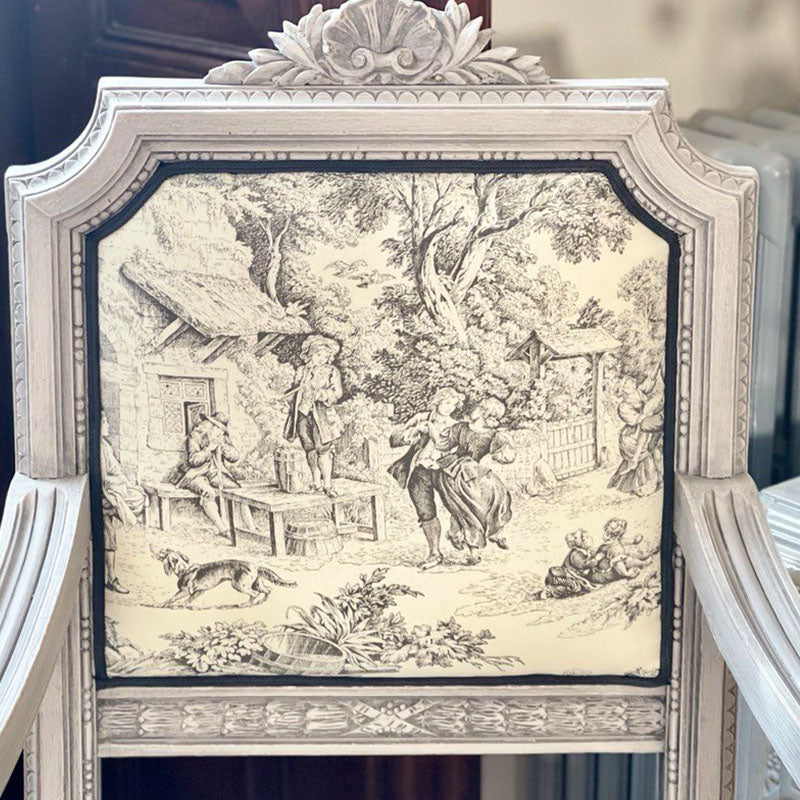 Tessuto in Cotone – Toile de Jouy – Antracite – al metro