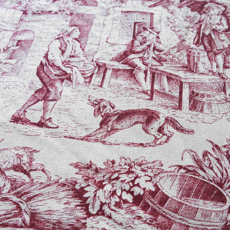 Tessuto in Cotone – Toile de Jouy – Rosso – al metro