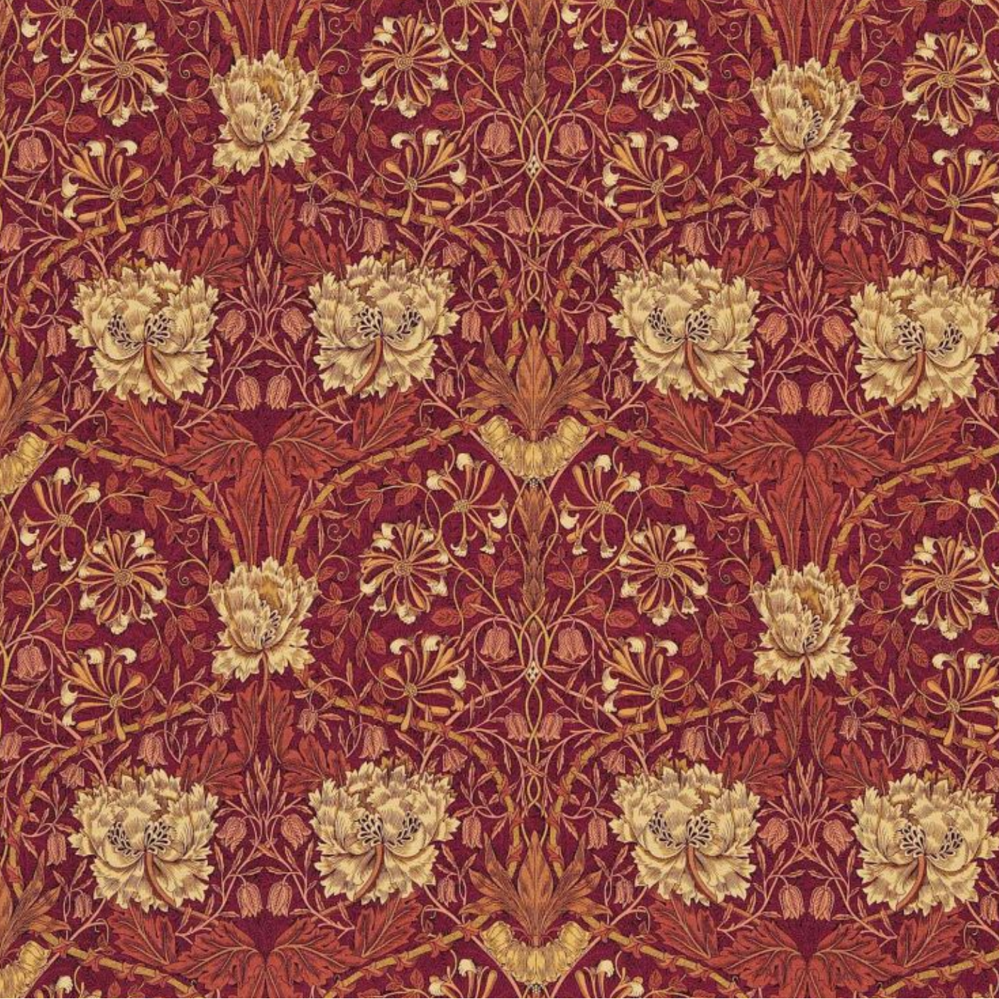 TESSUTO "MADRESELVA Y TULIPÁN ROJO" Morris & Co - Morris & Amigos