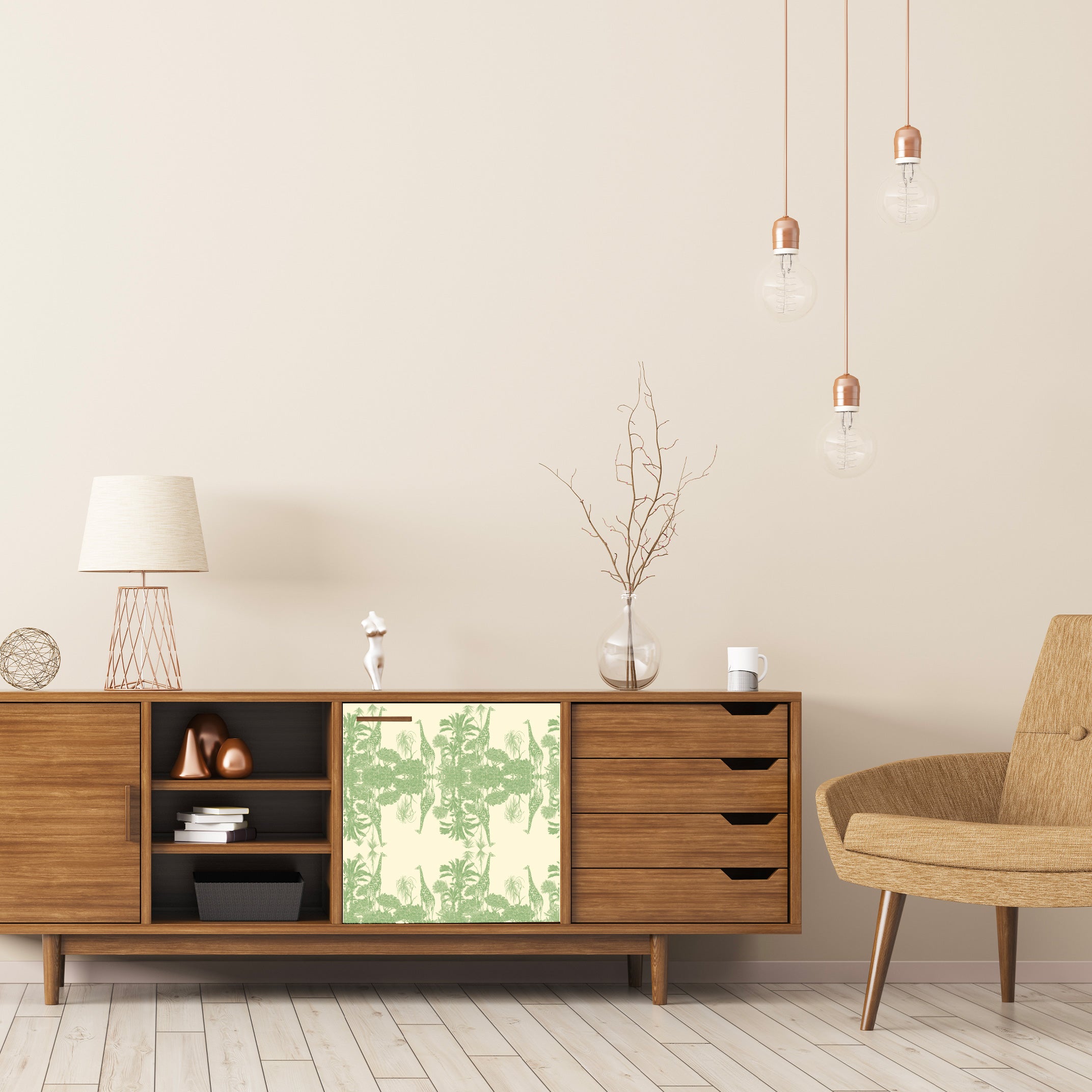 Dècoupage Toile de Jouy - Giraffe verdi