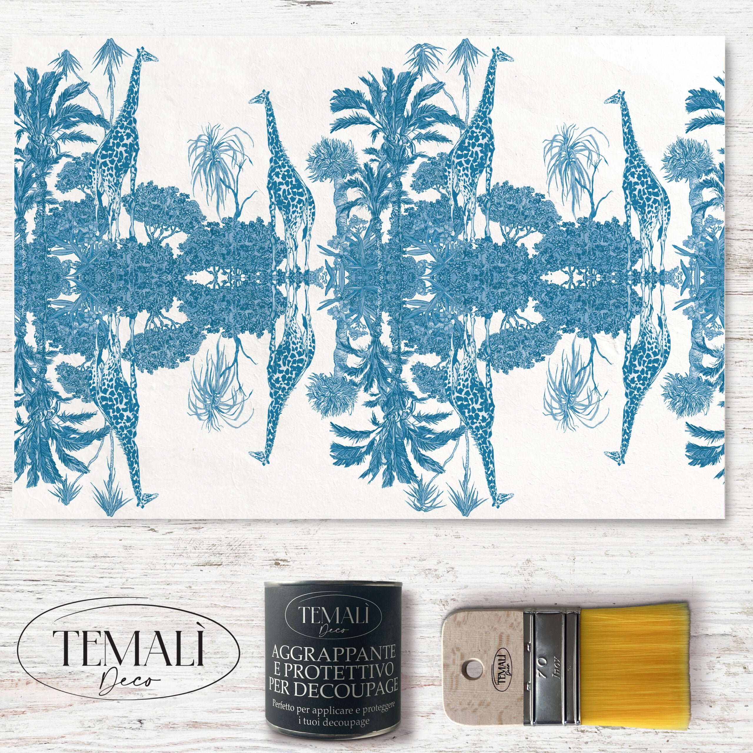 Dècoupage Toile de Jouy - Giraffe blu