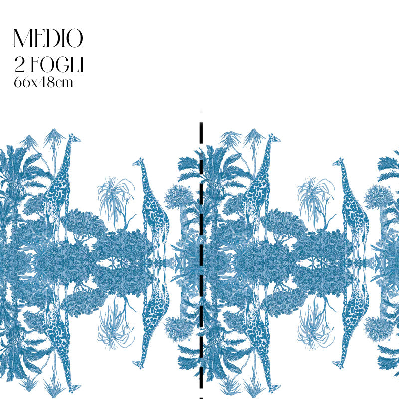 Dècoupage Toile de Jouy - Giraffe blu