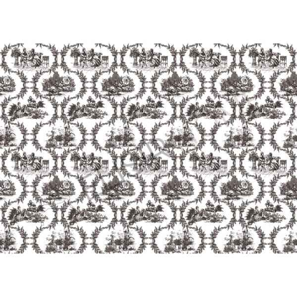 Stampa Trasferibile "TOILE DE JOUY, GHIRLANDE GRAFITE" 28x40 cm