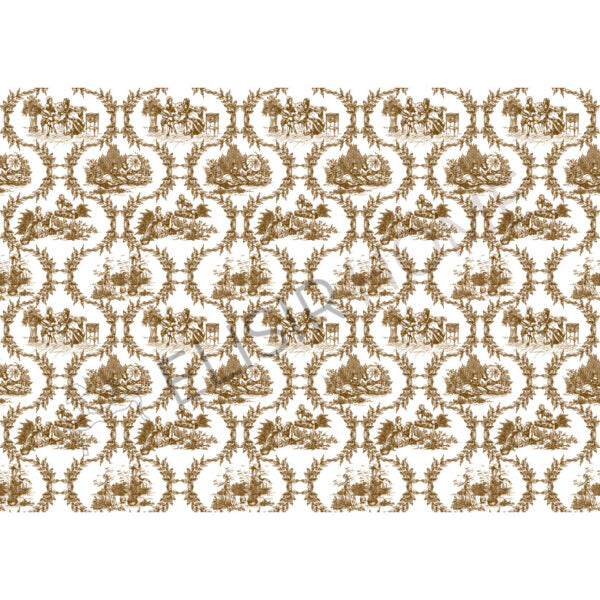 Stampa Trasferibile "TOILE DE JOUY, GHIRLANDE BEIGE" 28x40 cm