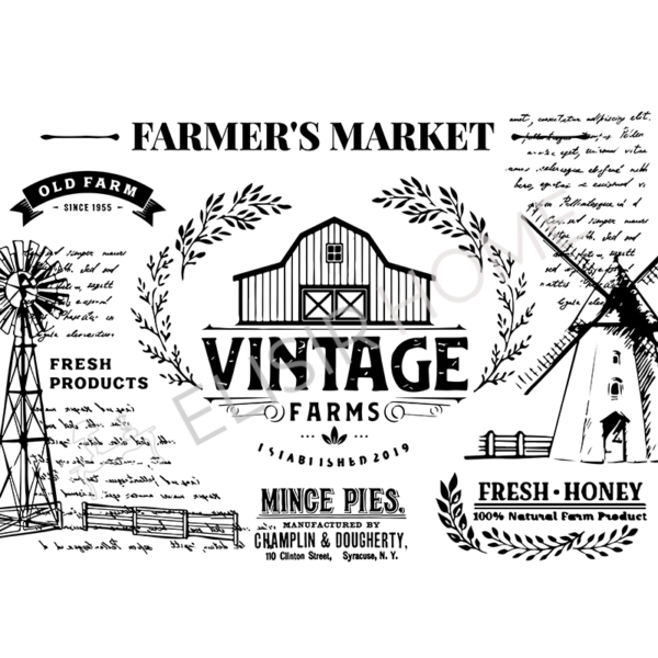 Stampa Trasferibile “COUNTRY, VINTAGE FARM” 28×40 cm