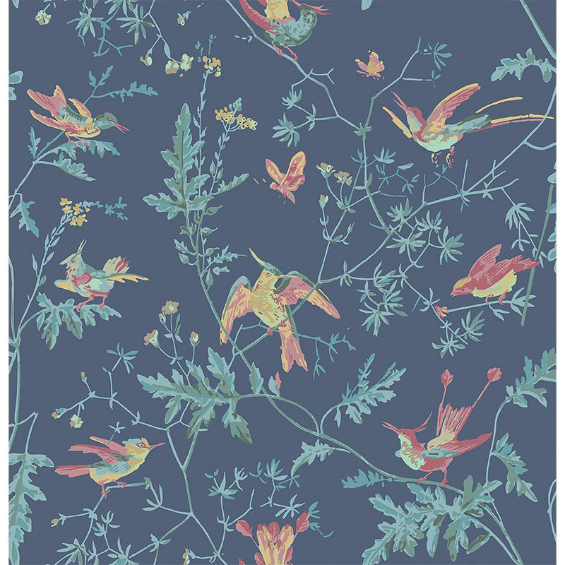 Carta da Parati "Hummingbirds Multi, Petrol on Midnight" Selection of Hummingbirds | COLE & SON